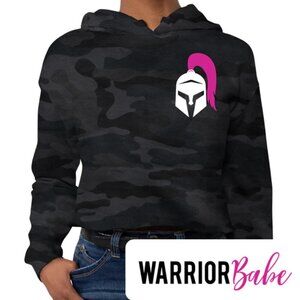 WarriorBabe Cropped Camo Hoodie Sweatshirt Size Small